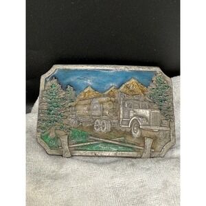 Vintage Log Trucking Enamel Buckle Siskiyou